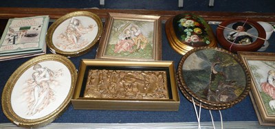 Lot 358 - Continental plaques (framed) two books etc