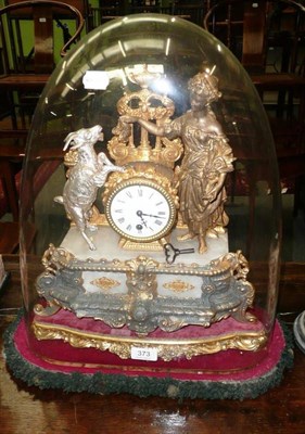 Lot 373 - French gilt alabaster clock under dome