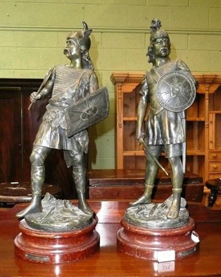 Lot 375 - A pair of French spelter war gods late 19th/early 20th century