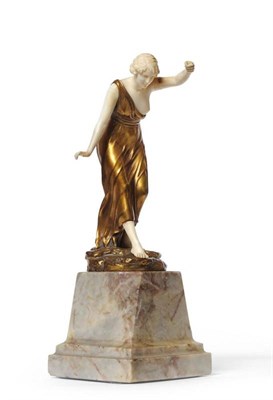 Lot 788 - Johann Philipp Ferdinand Preiss (German 1882-1943):  "Grecian with torch ", A Gilt Patinated Bronze