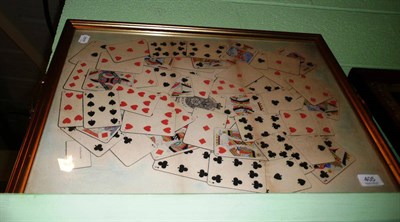 Lot 405 - Watercolour of a deck of playing cards, signed C.K.Spencer and dated Nov: 1906, framed as a tray