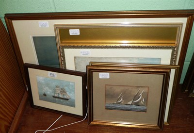 Lot 425 - Six various watercolours depicting coastal and shipping scenes by N S Dixon, R J Biddle, C...