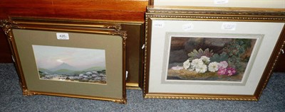 Lot 426 - A watercolour of a church indistinctly signed, another watercolour of a country landscape...