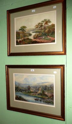 Lot 427 - Pair of watercolours by J Rock Jones - 'Tintern Abbey' and 'On the River Wharfe'