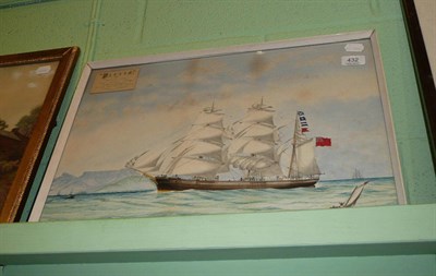 Lot 432 - T Williams - 'Persia of Liverpool' watercolour of the ship entering Table Bay, Cape of Good...