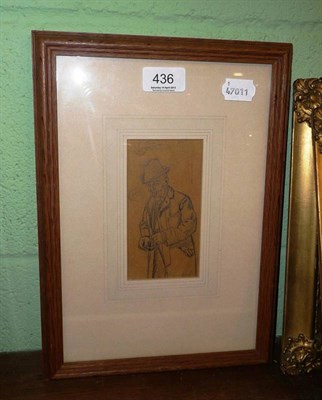 Lot 436 - Framed pencil drawing by Charles Spencelayh, portrait of a gentleman, with written provenance...