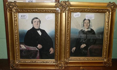 Lot 437 - Pair of portraits (one a.f.) in gilt frames