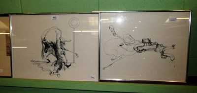 Lot 443 - Pair of horse racing cartoons by Ralph Steadman