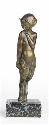 Lot 793 - Pierre Laurel (French, 20th century): An Art Deco Bronze Child Faun, modelled as a young girl...