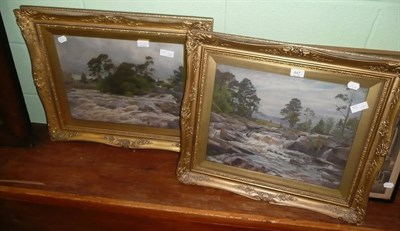 Lot 447 - Pair of Scottish oil paintings of river scenes