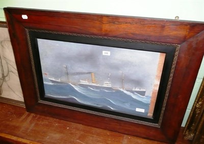 Lot 448 - Large shipping picture in rosewood frame of the SS Frankmere