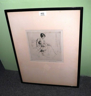 Lot 452 - Arthur Wm Heintzmann, mother and child etching, signed artist's proof