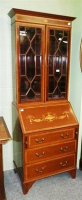 Lot 472 - An Edwardian inlaid mahogany bureau bookcase