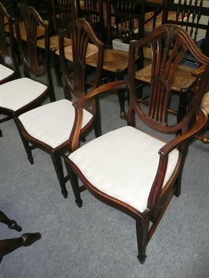 Lot 540 - Four Hepplewhite dining chairs and three Hepplewhite carver chairs (7)