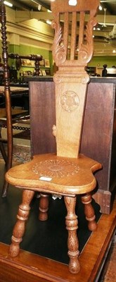 Lot 571 - Carved oak spinning chair with 'Beaverman' signature