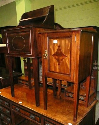 Lot 583 - Edwardian inlaid mahogany pot cupboard and a 19th century inlaid mahogany pot cupboard