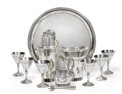 Lot 807 - Keith Murray (New Zealander 1892-1981) for Mappin & Webb: An Electroplated Cocktail Set, comprising