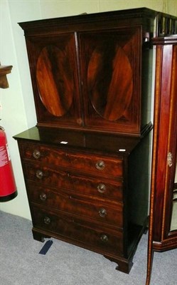 Lot 602 - Inlaid mahogany cupboard on chest