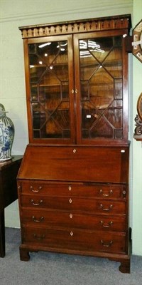 Lot 605 - Georgian mahogany bureau bookcase