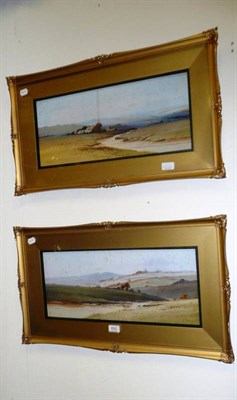 Lot 692 - Signed pair of gouaches by G Trevor of extensive rural landscapes