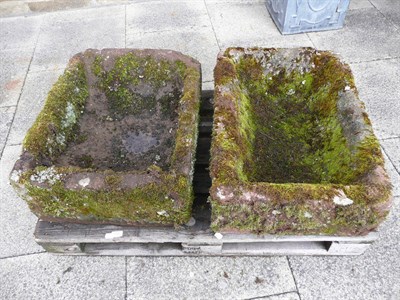 Lot 753 - A pair of small rectangular stone troughs, 73cm x 56cm x 26cm high