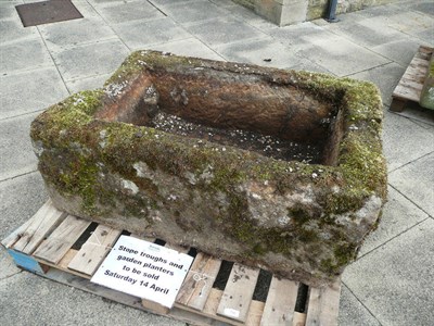 Lot 756 - A large rectangular stone trough, 117cm x 70cm x 42cm high