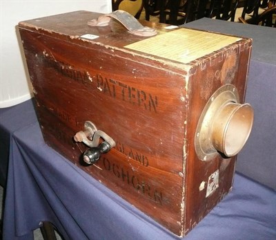 Lot 1009 - A Norwegian Pattern Rotary Foghorn, made in England, pine cased, with instruction label and...