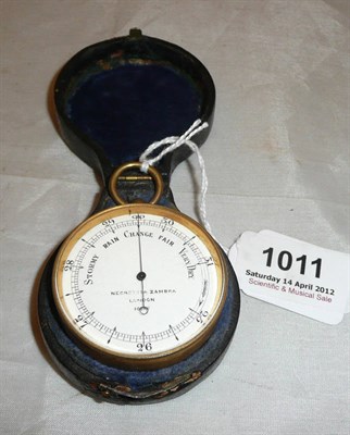 Lot 1011 - A Compensated Pocket Barometer by Negretti and Zambra, London, serial number 10583, in gilt...