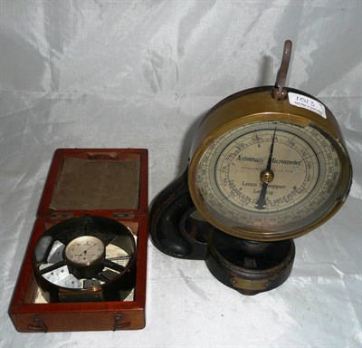 Lot 1013 - An Oxidised Brass Anemometer or Air-Meter, with silvered dial, in a mahogany case; An Automatic...