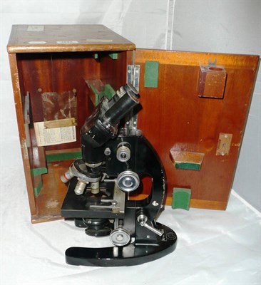 Lot 1022 - A Black Enamelled Binocular Compound Microscope by Cooke Troughton & Simms, patent number...