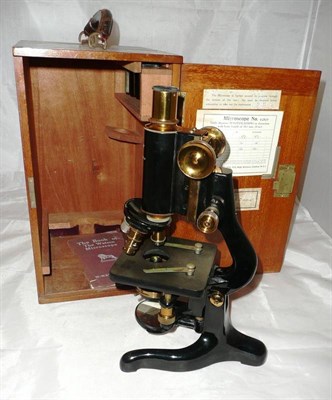 Lot 1023 - A Black Enamelled and Lacquered Brass Monocular Compound 'Service' Microscope by W.Watson &...