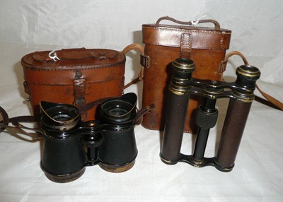 Lot 1032 - A Pair of 19th Century French Black Enamelled Brass Binoculars, no makers name, of slim form,...