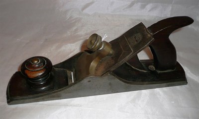 Lot 1072 - A 13 1/2inch Steel Panel Plane, with rosewood infill and turned rosewood handle, brass lever...