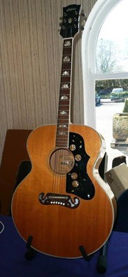 Lot 1091 - An Antoria Six String Acoustic 'Folk' Guitar, Model No.698M, with makers paper label, blond...