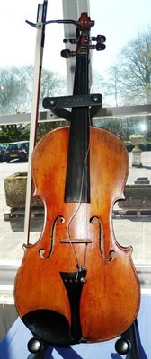 Lot 1096 - A 19th Century French Violin, no label, with 358mm two piece back, rosewood tuning pegs, varnish of