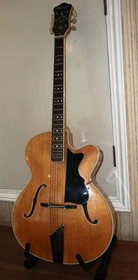 Lot 1104 - A Hofner Blond 'President' Six String Acoustic Guitar, with label, serial number 3750, the...