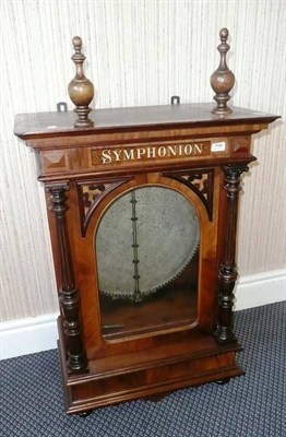 Lot 1140 - A 19th Century Swiss Walnut Cased Coin Operated 'Symphonion' Musical Disc Player, with double...