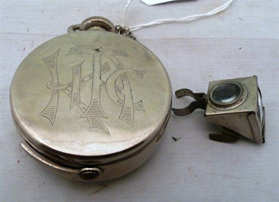 Lot 1145 - A Houghton Ticka Pocket Watch Style Miniature Camera, in chrome, with separate clip on viewfinder