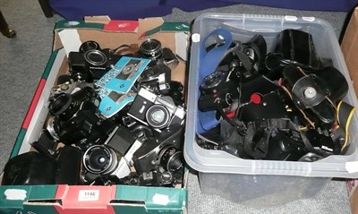 Lot 1146 - A Large Collection of 35mm Cameras, makers include Minolta, Petri, Praktica, Canon, Fujica, Miranda