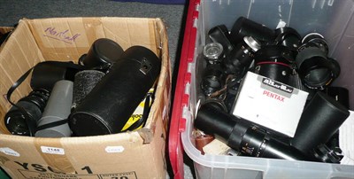 Lot 1148 - A Large Collection of Camera Lenses, makers include Sunagor, Pentax, Soligor, Palinar, Paragon,...