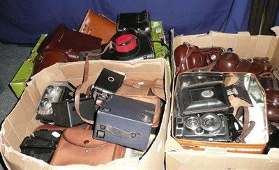 Lot 1150 - A Mixed Collection of Cameras and Binoculars, including Zeiss Isoflex, Rolleicord, Paxette,...