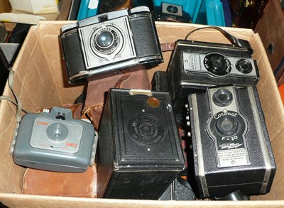 Lot 1164 - A Collection of Vintage Cameras, including Kodak Six-20 Art Deco folding rollfilm, Ica Trix...