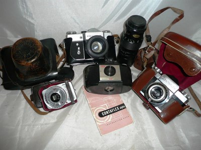 Lot 1167 - A Zeiss Ikon Contaflex Alpha Camera, with Pantar f2.8/45mm lens, leather case and instruction book