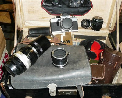 Lot 1168 - Camera, Lenses and Accessories, including a Praktica Super TL2 camera, Nikon Nikkor-Q Auto...