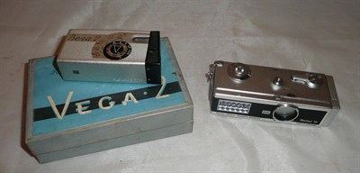 Lot 1190 - Two Subminiature Cameras - Rollei 16, in chrome with black leather trim, serial number 2705779...