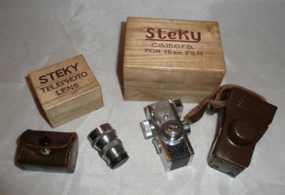 Lot 1197 - A Riken Optical Co. 'Steky Model III' Subminiature Camera, for 16mm film, with nickel plated...