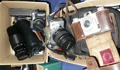 Lot 1204 - A Collection of Cameras and Accessories, including an Ilford Advocate in ivory enamel, with...