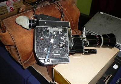 Lot 1207 - A Paillard Bolex H16 16mm Movie Camera, with black leather covered metal body, together with a...