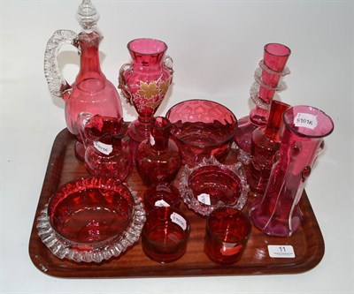 Lot 11 - Collection of cranberry and ruby glass