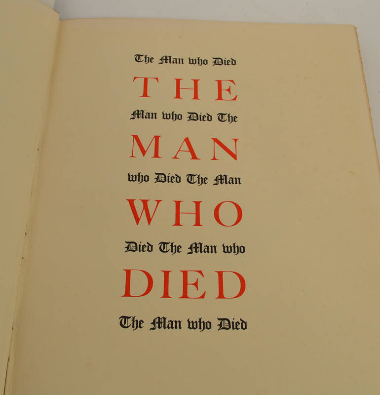 Lot 28 - A book entitled 'The Man Who Died' by D H Lawrence